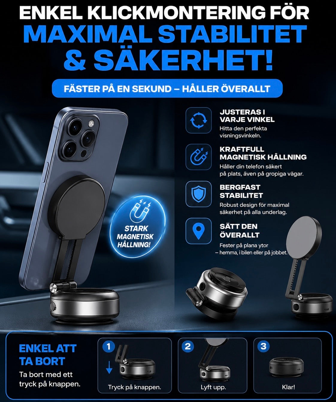Magnetisk Mobilhållare Med Säkert Grepp